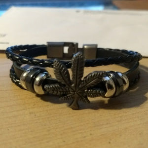 Jewelry - Leather Pot Leaf Bracelet - Titanium Jewelry Party Jewelry - Leather Pot Leaf Bracelet - Titanium Jewelry Party